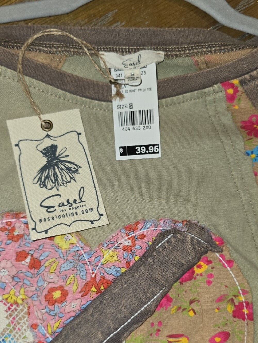 Easel Olive & Brown Patchwork Heart Raglan Tee With Matching Ruffle Tank Dress - Picture 4 of 5